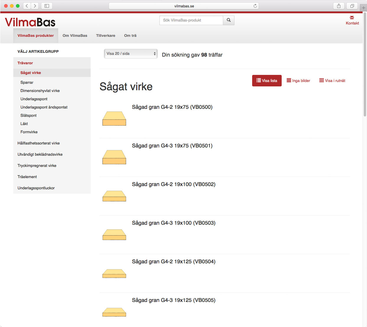 VilmaBas - Sågade trävaror