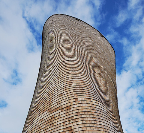 Ventilationstorn med KL-trästomme, Stockholm